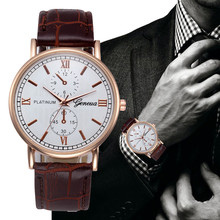 Relógio de pulso analógico geneva masculino, relógio de quartzo de liga de aço inoxidável retrô com design retrô e pulseira de couro 2019 2024 - compre barato