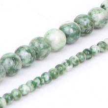 High Quality 4mm 8mm  Nature Green Spot Round Ball Stone Beads 15" For DIY Bracelet Necklace Jewelry Making 2024 - buy cheap