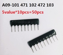 5 valor * 10 pces = 50 pces rede resistor kit a09 101 471 102 472 103 9pin exclusão resistência 100r 470r 1 k 4.7 k 10 k ohm sortidas conjunto 2024 - compre barato