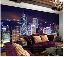 Papel tapiz de Ciudad de noche de paisaje de Hong Kong, moderno, personalizado, 3D, para sala de estar, TV, sofá, dormitorio 2024 - compra barato