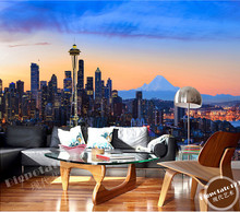 The latest 3D murals, New York city center at night, the bustling building, the living room TV sofa bedroom wall paper 2024 - buy cheap