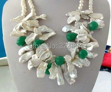 White Oval & Pearl Green Faceted Drip Necklace 2024 - buy cheap