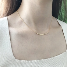 925 Sterling Silver Jewelry Balance 18k Gold Curved Tube Bar Charm Choker Necklace Delicate Jewelry 2024 - buy cheap