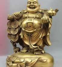 Tibet Buddhism Copper Bronze Ruyi Wealth Money Bag Gourd Maitreya Buddha Statue 2024 - buy cheap