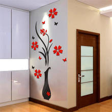 Наклейка на обои 3D DIY ваза цветок дерево Кристалл акриловая Наклейка на стену винтажный домашний декор 80*40 см для гостиной B # 2024 - купить недорого