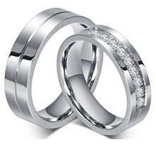 Модные обручальные кольца для женщин и мужчин, оптовая продажа, кольцо из нержавеющей стали 316L с фианитами, ювелирные изделия, обручальные кольца 2024 - купить недорого