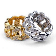 Anillo de circonia cúbica estilo Hip Hop para hombre y mujer, joyería de moda, Color dorado y plateado 2024 - compra barato