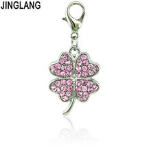 JINGLANG Fashion Lobster Clasp Charms Dangle 3D Rhinestone Leaf Clover DIY Charms For Jewelry Making Accessories Free Shipping 2024 - buy cheap