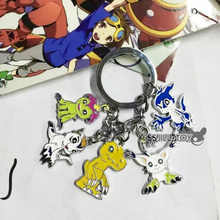 5in1 Cartoon Digital Monster figures keychain Digimon car keyring jewelry pendant for boy girl kids good Gift 2024 - buy cheap