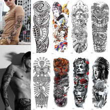 Tatuagem temporária à prova d'água para homens, adesivo com braços grandes, rosa, lótus, caveira, anjo, flor, arte corporal, tatuagem para meninas 2024 - compre barato