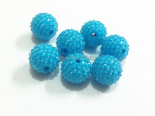 20mm  100pcs/lot Blue Solid With Clear Rhinestone Ball Beads For Kids  Jewelry Making 2024 - buy cheap