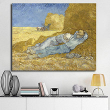 Pintura de tela sem moldura the siesta after vincent van gogh, pintura de parede, pôster, decoração de quarto 2024 - compre barato
