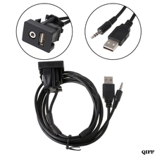 1M Car Dash Flush Mount USB Port Auto Boat 3.5mm AUX USB Extension Cable Adapter May06 2024 - buy cheap