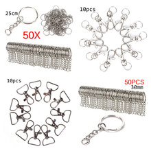 10/10/100 Pcs Polished Silver Color Keyring Keychain Split Ring With Short Chain Key Rings Women Men DIY Key Chains Accessories 2024 - buy cheap