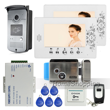 Free Shipping Home 7" Color Video Door Phone Intercom Kit + 1 RFID Access Camera + 2 Monitors + Electric Control Lock Wholesale 2024 - buy cheap