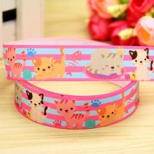 7/8'' Free Shipping Cat Printed Grosgrain Ribbon Material  Headwear Party Decoration Diy Sewing Craft 22mm P5924 2024 - buy cheap