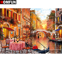 HOMFUN 5D DIY Diamond Painting Full Square/Round Drill "Town scenery" Embroidery Cross Stitch gift Home Decor Gift A09362 2024 - buy cheap