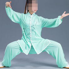 top quality Hand-painted 2019 tai chi performing clothing martial arts wushu suits qigong kung fu taijiquan uniforms green 2024 - buy cheap