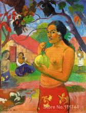 Pinturas de Paul Gaguin para mujer, lienzo de mano con fruta, cuadro pintado al óleo, alta calidad 2024 - compra barato