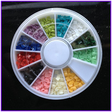 1 rueda de diamantes de imitación para decoración de uñas, diseño 3D de 12 colores mezclados, gemas cuadradas de purpurina, tachuelas AA005 2024 - compra barato