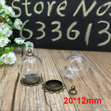 Free ship!! 50sets/lot bronze color 20*12mm glass globe & lace base & 6mm cap set glass globe set glass vial pendant glass cover 2024 - buy cheap