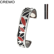 Cremo Enamel Bangles For Women Stainless Steel Bracelet Manchette Femme Pulseira Reversible Leather Minimalist Jewelry 2024 - buy cheap