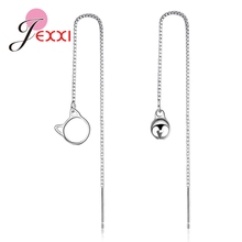 New Asymmetry Long Box Chain Cute Cat Ball 925 Sterling Silver Earrings Lines For Fashion Woman Girls Banquet Accessories 2024 - buy cheap