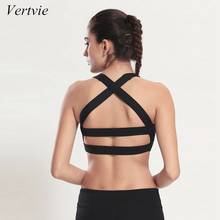 vertvie Solid Cross Strap Black Yoga Bra Women Padded Push Up Sports Bra Quick Dry Fitted Gym Workout Fitness Crop Top Bras 2024 - buy cheap