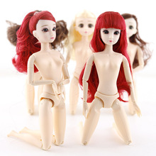 Hot Red Hair 3D eyes Doll / Blue Purple Eyes Brown Black Hair with 20 joint movable body / White Skin 1/6 Nude doll 30cm Height 2024 - buy cheap