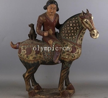 18'' tri-coloured glazed pottery of the Tang Dynasty a women ride camel statue 2024 - buy cheap