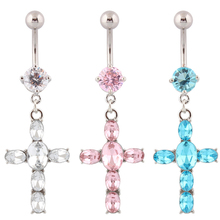 (10 pieces/lot) Cross belly rings Wholesale 14G Surgical Steel bar Piercing navel ring nickel-free Fashion Jewelry 2024 - buy cheap