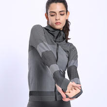 BINAND женская спортивная куртка для профессионального тренажерного зала худи для йоги эластичный фитнес с длинным рукавом облегающая куртка с капюшоном для бега толстовки 2024 - купить недорого