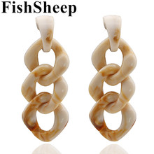 FishSheep Vintage Geometric Acrylic Drop Earrings For Women Statement Big Resin Chain Beads Long Earring Brincos Female Jewelry 2024 - buy cheap