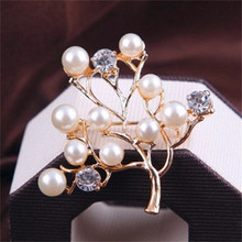 Broche de rama de cristal Vintage para mujer, broches grandes de perlas de imitación, para fiesta, boda, accesorios de joyería, regalos 2024 - compra barato
