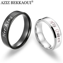 AZIZ BEKKAOUI Her King & His Queen Couple Rings Stainless Steel Rings Promise Bands Free Engrave Wedding Jewelry Dropshipping 2024 - buy cheap