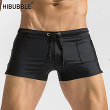 HIBUBBLE Swimwears Men Side Zipper Pocket Gay Mens Swimwear SwimTrunks Man Swimming Shorts Beach Men's Swimming Trunks Bath Suit 2024 - buy cheap