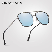 Kingseven-óculos de sol unissex com lentes polarizadas, armação quadrada, aço inoxidável, proteção uv, n7388 2024 - compre barato