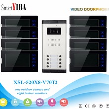 SmartYIBA-sistema de intercomunicación para puerta de apartamento, intercomunicador para puerta, cámara de aleación de aluminio, Monitor de 7 pulgadas, timbre de vídeo, 8 unidades 2024 - compra barato