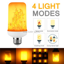 Lâmpada de chama led 4 modos e26/e27/e14/e12 b22, lâmpada com efeito de cabeça para baixo, decorativa vintage com atmosfera de iluminação