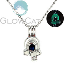 Green Luminous Rainbow Beads Pearl Cage Locket Pendant Perfume Diffuser Glow in Dark Necklace KK1024 2024 - buy cheap