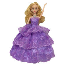 NK, один предмет, фиолетовое свадебное платье принцессы, благородное вечернее платье для куклы Барби, модный дизайн, наряд, лучший подарок для девочки, кукла 076E 2024 - купить недорого