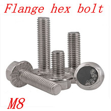 10pcs/lot M8*10*12/16/20/25/30/35/40/45/50 Stainless steel hex flange bolt serrated flanged bolt 2024 - buy cheap
