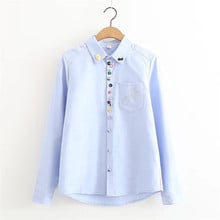 2019 Blusas Mujer azul blanco estilo Casual Tops mujer algodón manga larga primavera otoño Blusas RE2270 2024 - compra barato