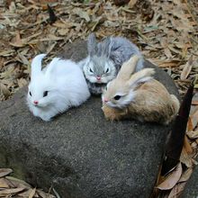 Mini Animal Fur Simulation Lifelike Plush Rabbits Stuffed Toys Easter Bunny for Children Decoration Toy Handcrafts Birthday 2024 - buy cheap
