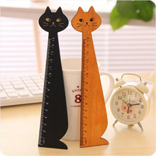 2pcs 15cm Cute Cat Wooden Rulers Kawaii Stationery Papeleria Novelty Kids Gift Student School Stationery Measuring Drawing Tool 2024 - buy cheap