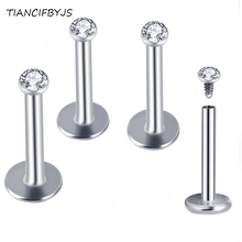 TIANCIFBYJS Mix 6/8/10mm wholesales 60pcs Stainless Steel Internally Threaded Lip Piercing Labret Ring Body Jewelry Tragus Bar 2024 - buy cheap