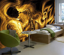 Saxofón dorado abstracto de tamaño personalizado, decoración de música de jazz, murales de fondo de pared para sala de estar, dormitorio, decoración del hogar, papel de pared 2024 - compra barato