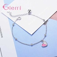 Factory Price Sweet 2 Colours Love Heart Pendant 925 Sterling Silver  Bracelet For Women Girls Engagement Jewelry 2024 - buy cheap