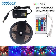 2835 Светодиодные ленты Светодиодная лента RGB свет ленты 5 м 10 м 15 м 20 м DC12V RGB Светодиодные ленты Водонепроницаемый комплект с 24 кнопок пульта дистанционного управления 2024 - купить недорого