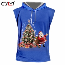 CJLM-Camiseta sin mangas con capucha para hombre, ropa con estampado 3D, árbol de Navidad y Papá Noel, informal, de colores, talla grande 5XL 2024 - compra barato